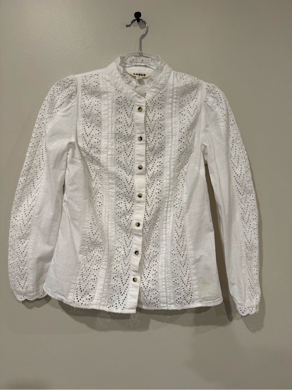 Boden Savannah Broderie Cotton Top Long Sleeve Romantic Cottagecore